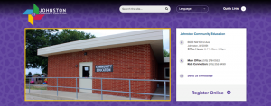screen shot of the new Johnston community education website