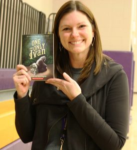 Horizon principal Lindsey Cornwell holds a copy of the book "The One and Only Ivan."