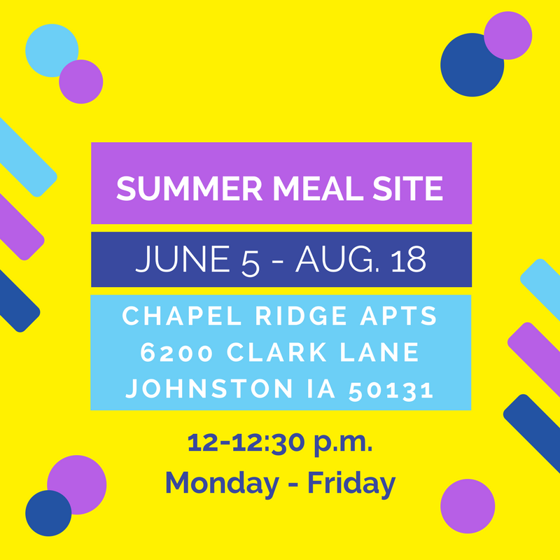 Free Summer Lunch Program Offered at Chapel Ridge Johnston Community