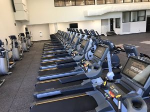 Photo of treadmills in the new JHS fitness center
