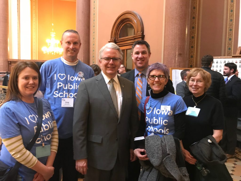 photo of Johnstoncommunity members at the Iowa Capital for a legislative day