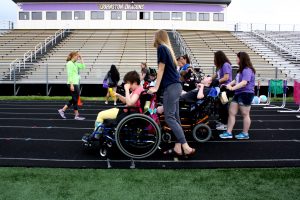 Dragon Games participants line up to participate in the wheelchair race.