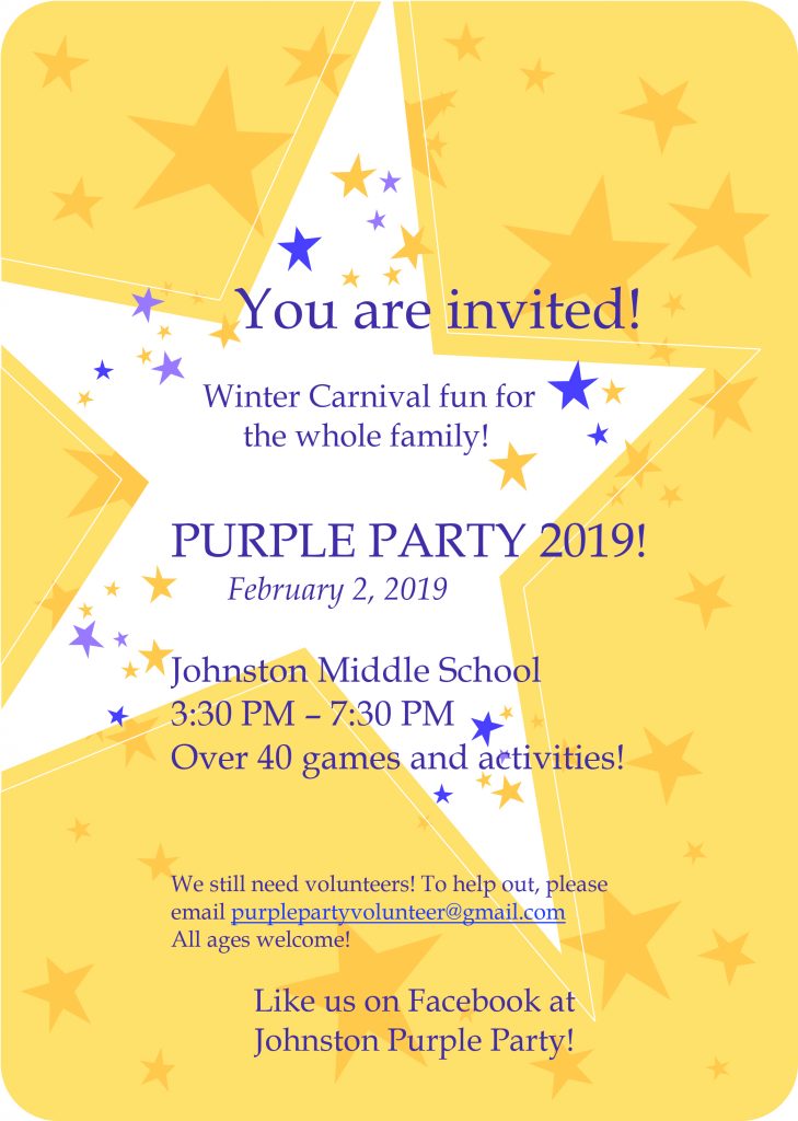 Purple Party Invitation Feb. 2, 2019