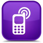 Cellphone ringing icon special purple square button