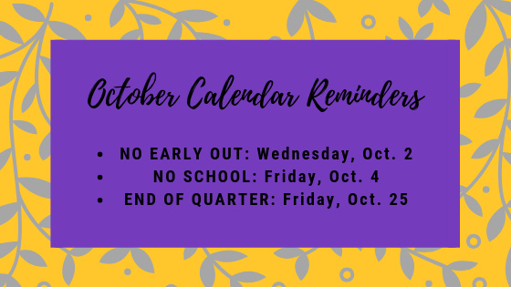 October Calendar Reminders